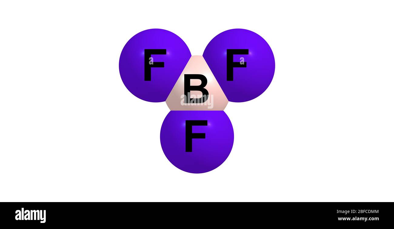 Il trifluoruro di boro è il composto inorganico di formula BF3. Questo gas tossico pungente incolore forma fumi bianchi nell'aria umida Foto Stock