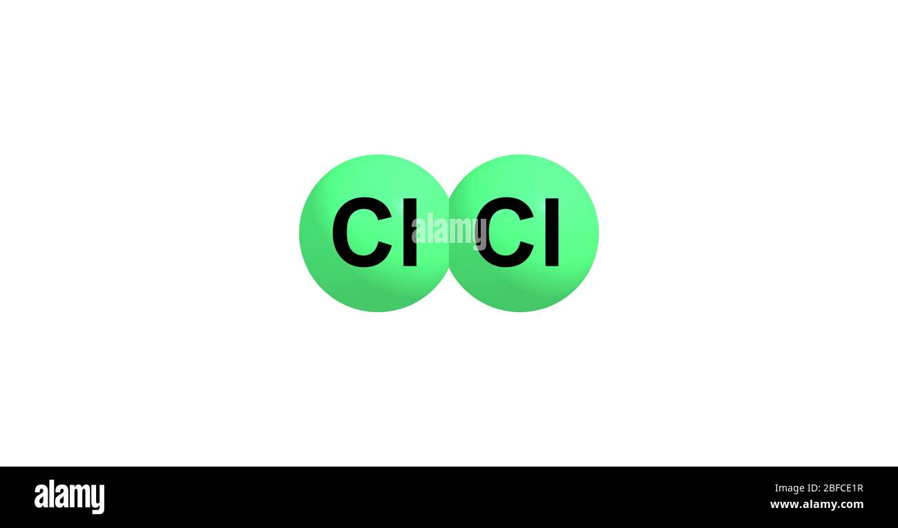 Il cloro è un gas giallo-verde in condizioni standard, dove forma molecole  diatomiche Foto stock - Alamy