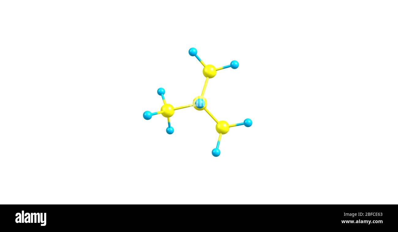 Isobutano o metilpropano è un composto chimico di formula molecolare C4H10 Foto Stock