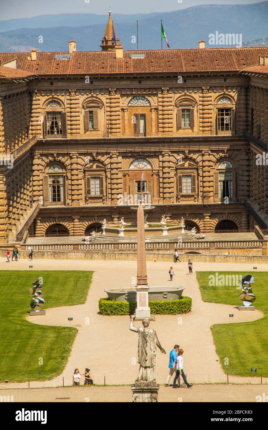 Giardini di Bobili e Palazzo Pitti a Firenze Foto Stock