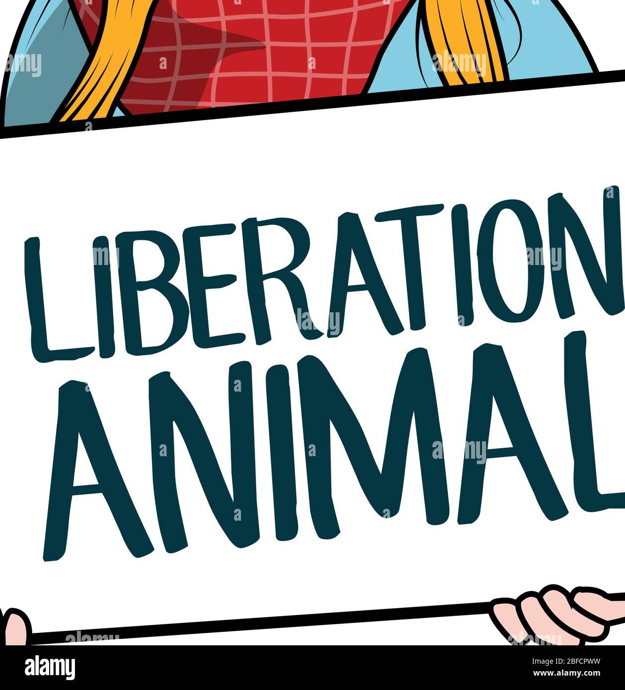 persona che porta un poster sulla liberazione degli animali Illustrazione Vettoriale