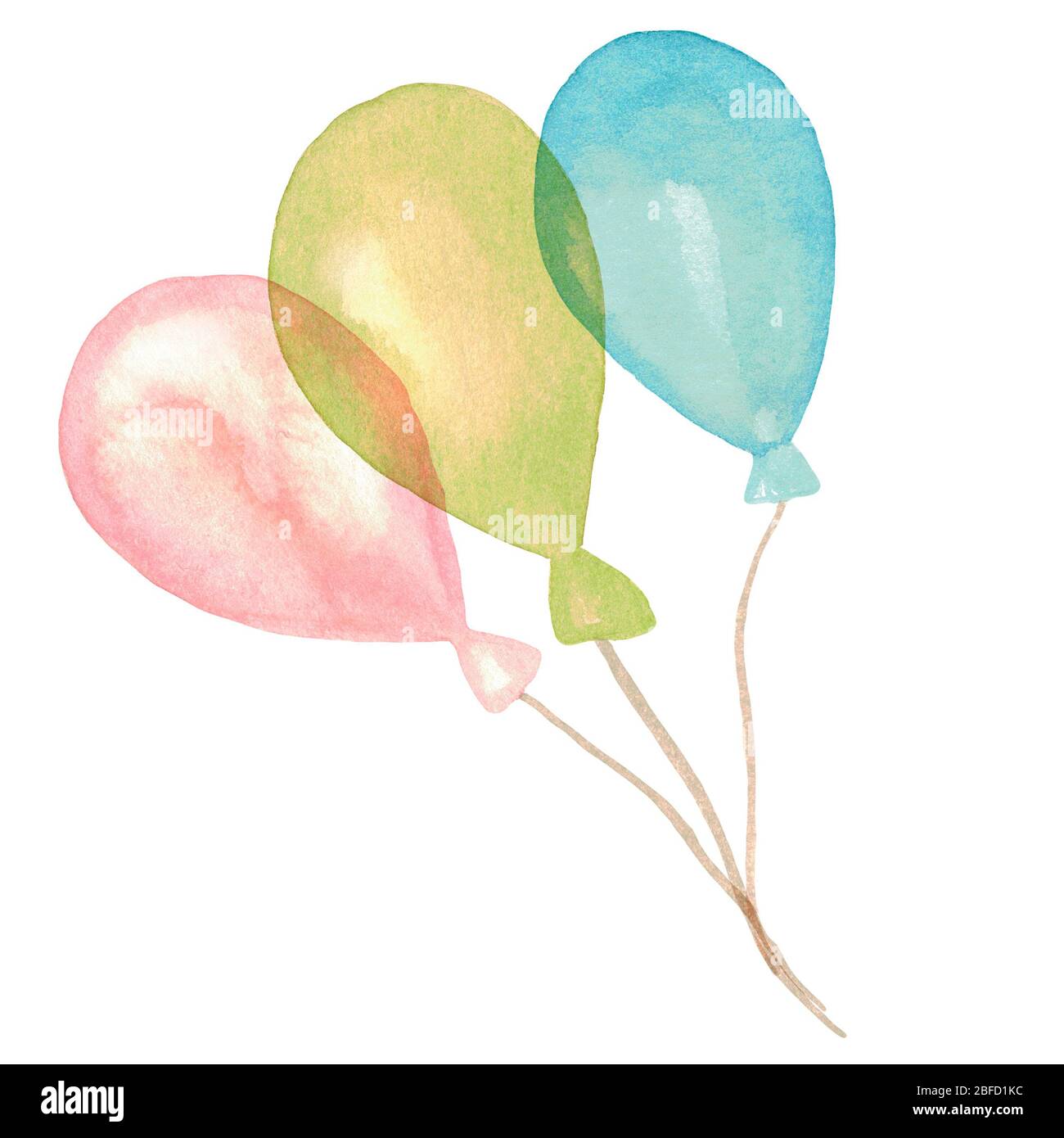 Tre palloncini gonfiabili colorati. Disegno di festa dipinto a mano per il  compleanno, la festa, le schede di invito, il giorno della madre Foto stock  - Alamy
