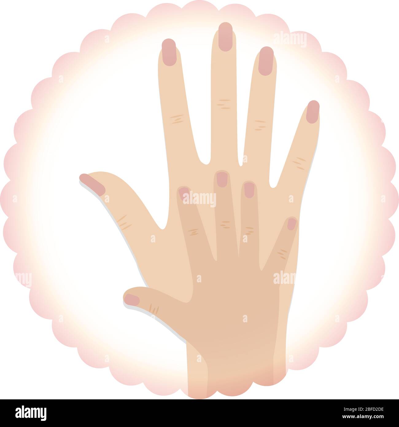 Due mani in un'etichetta Illustrazione Vettoriale