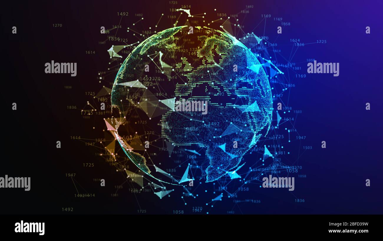 Concetto di rete, di comunicazione di internet. 3d'illustrazione. Foto Stock