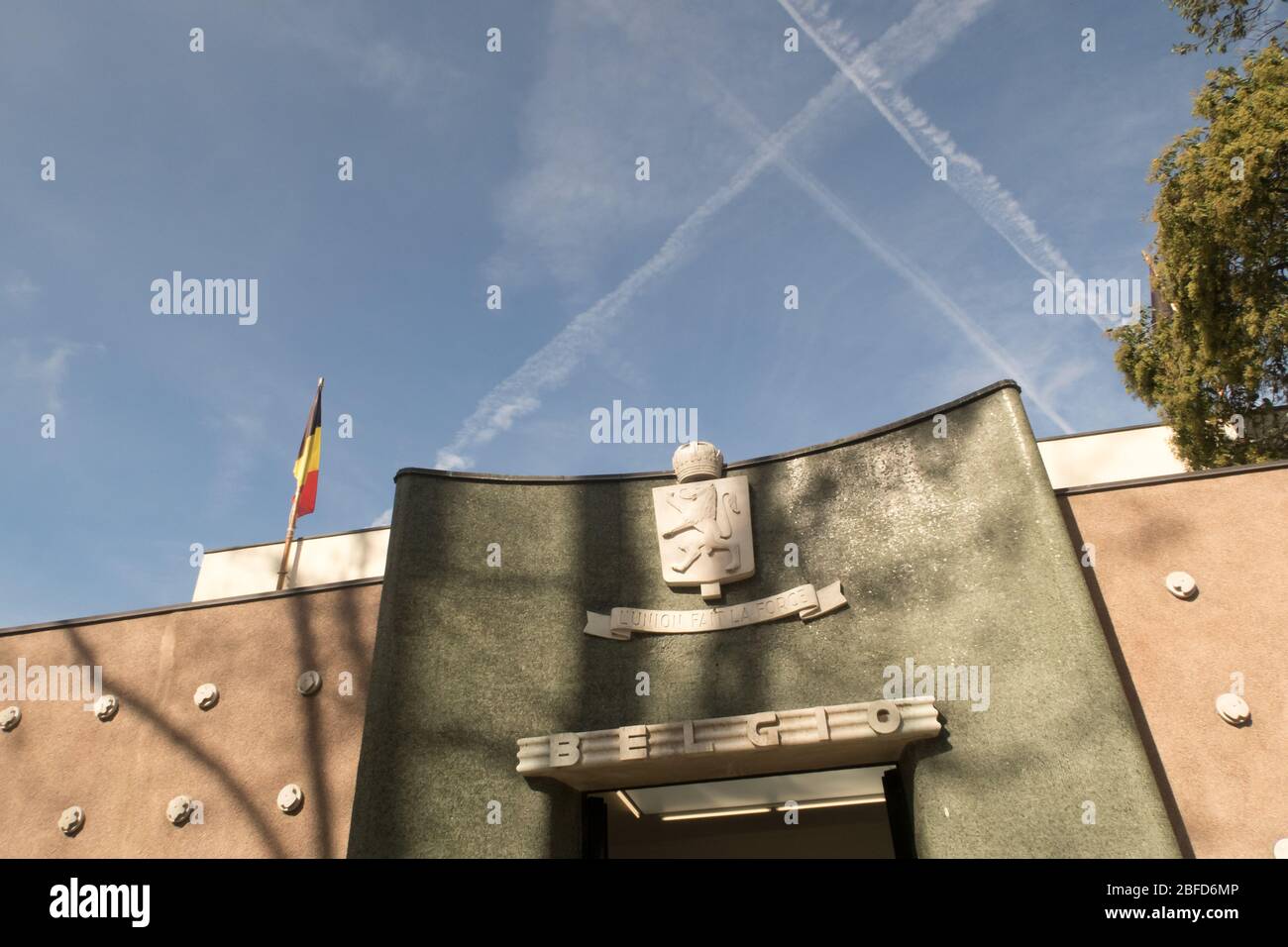 Vista sul padiglione belga della Biennale di Venezia in Italia Foto Stock