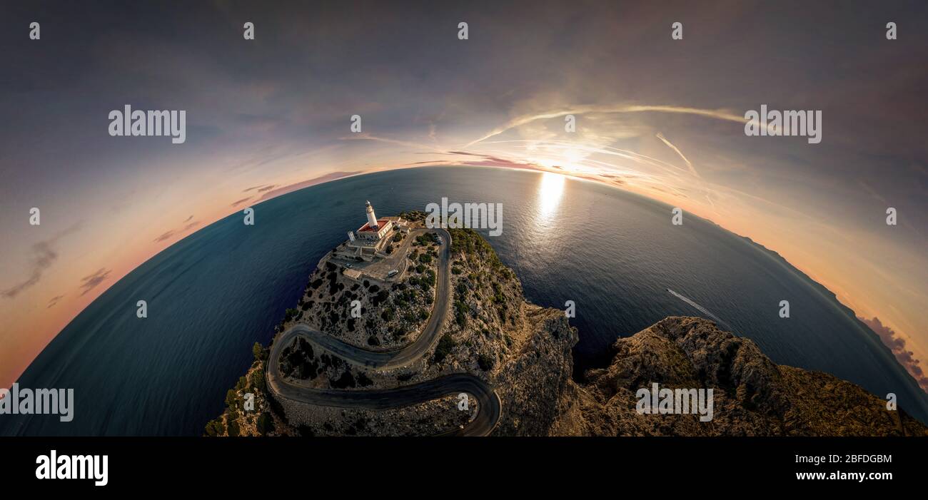 Panorama sferico da un faro di Maiorca Foto Stock