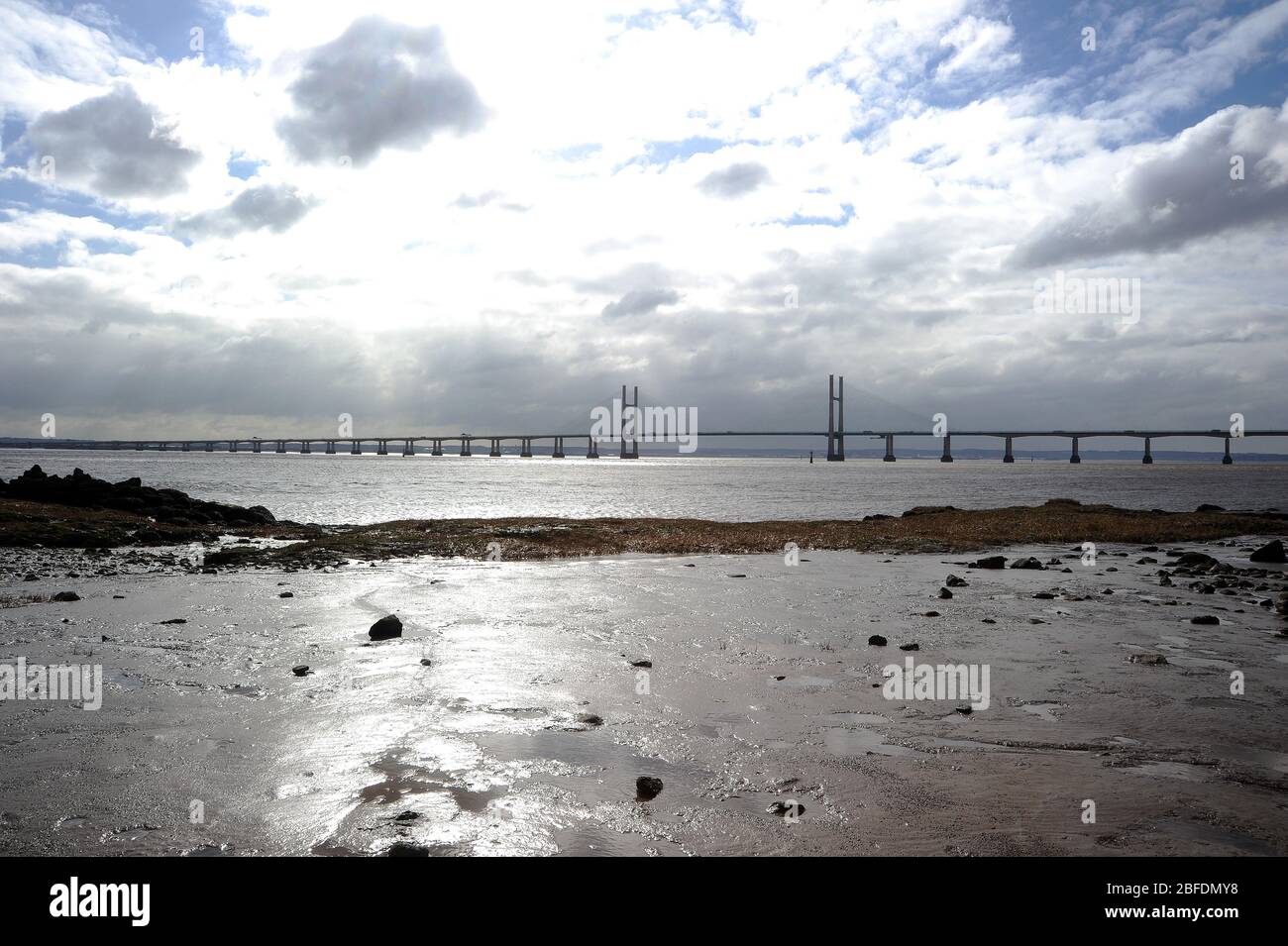 Second Severn Crossing visto da vicino Blackrock, Portskewett. Foto Stock