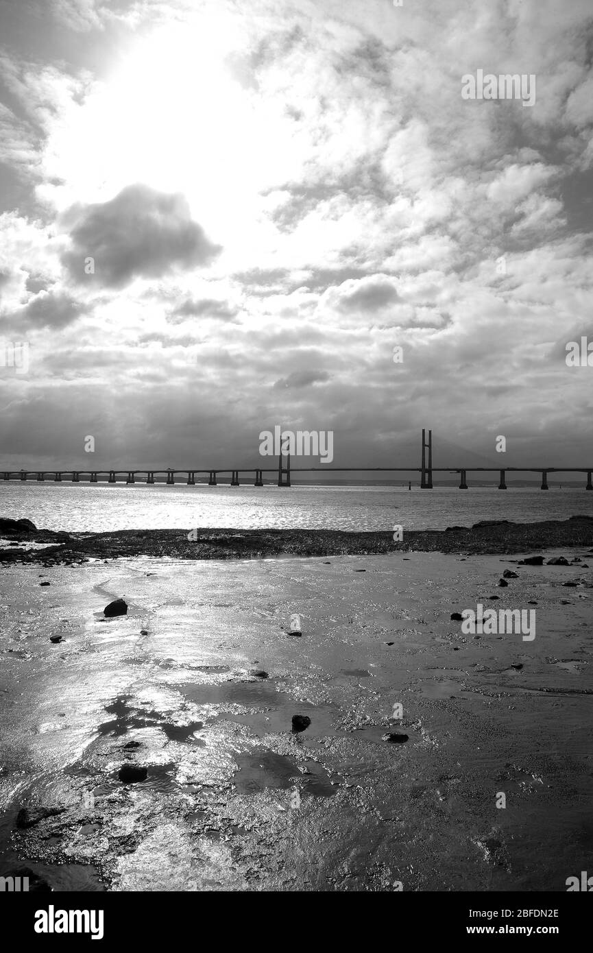 Second Severn Crossing visto da vicino Blackrock, Portskewett. Foto Stock