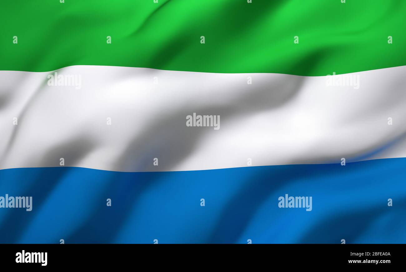 Bandiera Sierra Leone in poliestere nautico, stamina, raso