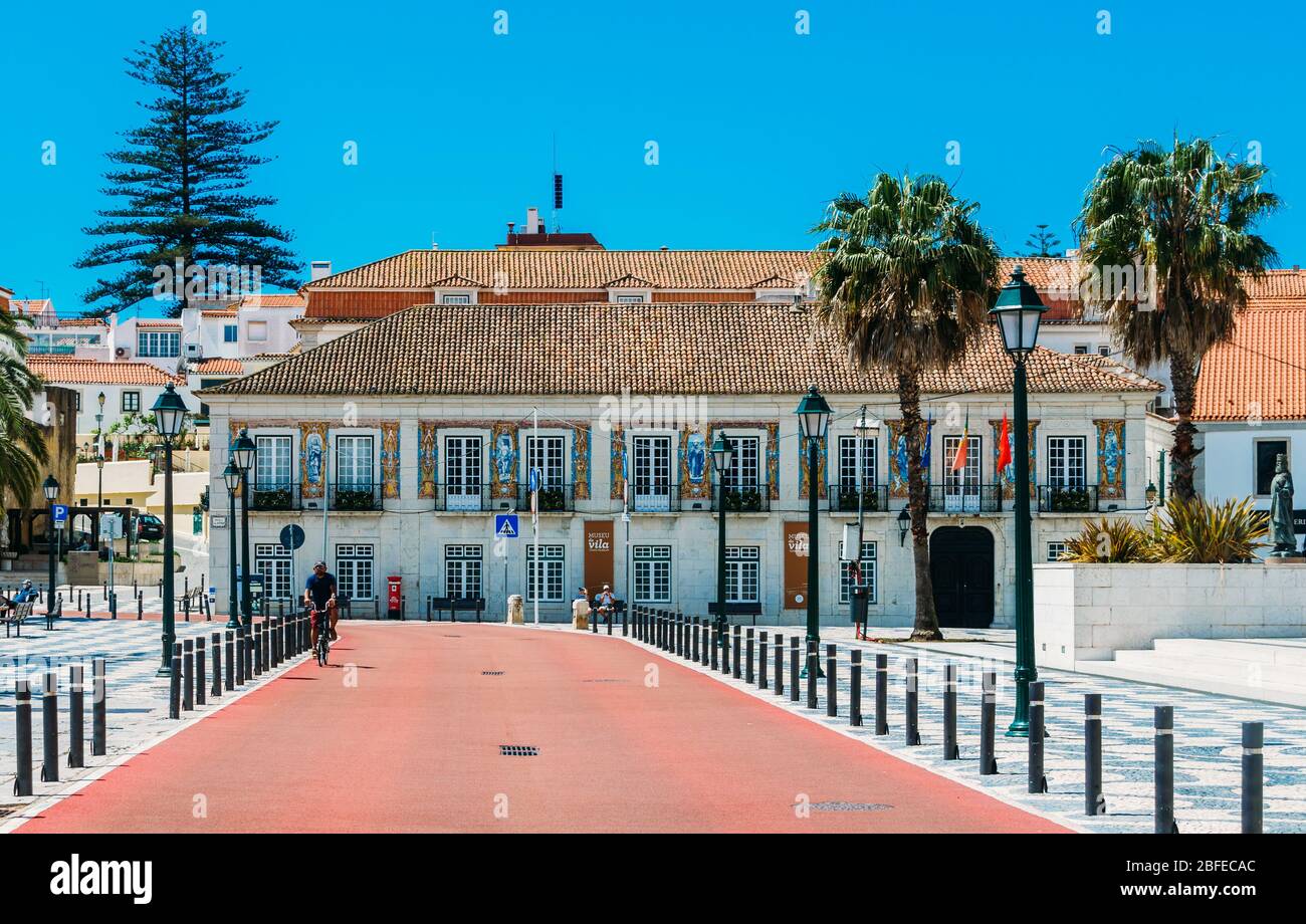Il Municipio, la piazza principale della città vecchia, 5 ottobre Square, Cascais, Lisbona, Portogallo Foto Stock