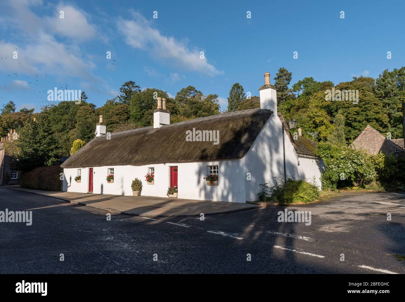 Cottage di paglia, Glamis, Angus Foto Stock