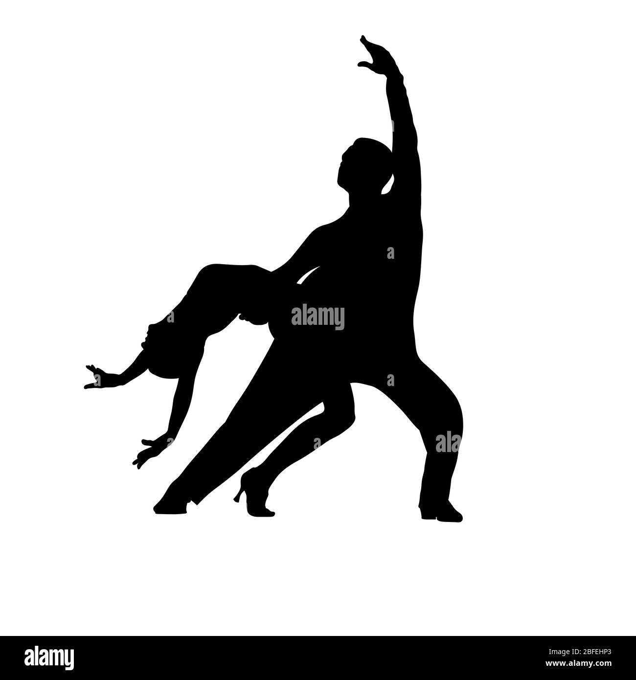 sala da ballo con silhouette nera, coppia di ballerini Foto Stock