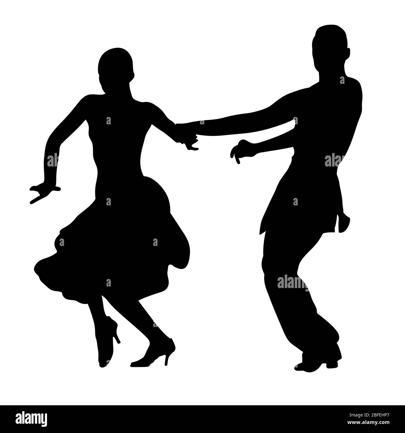 coppia di ballerini uomo e donna con silhouette nera Foto Stock