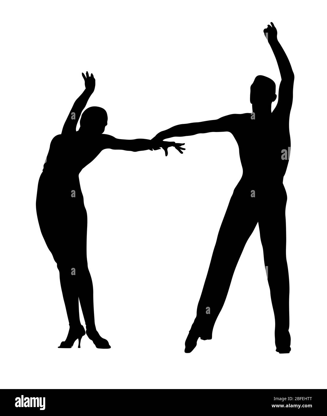 coppia di ballerini con silhouette nera nella sala da ballo Foto Stock