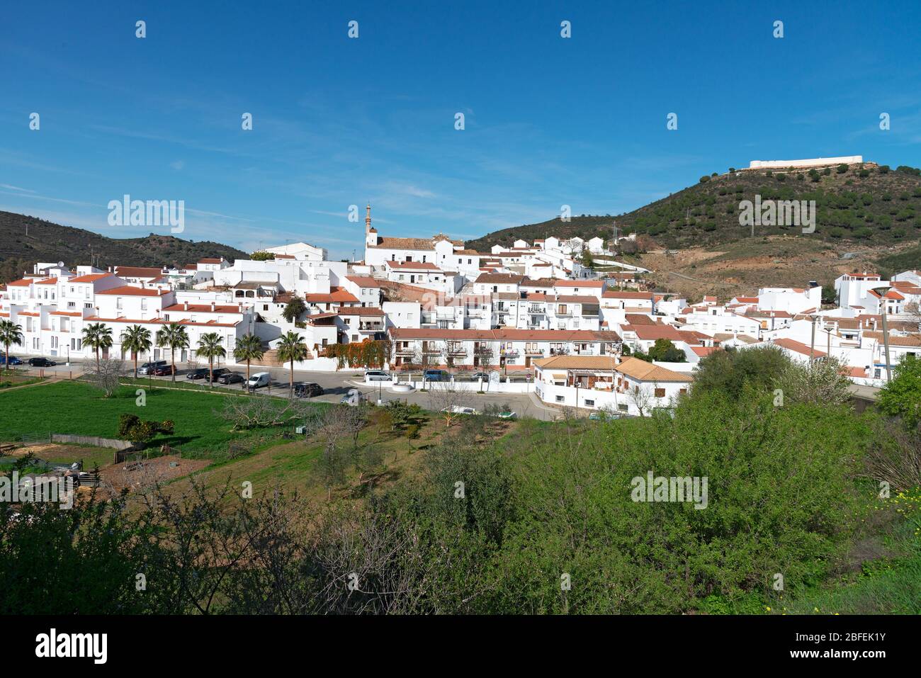 Sanlucar de Guadiana, Spagna - Febbraio 2020: Il paese confinante con Alcoutim, Portogallo Foto Stock