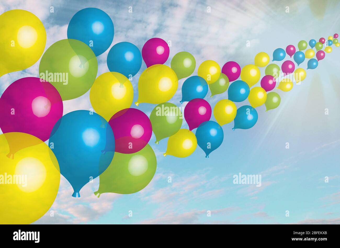 set di palloncini colorati decorazione 3d aria Foto Stock