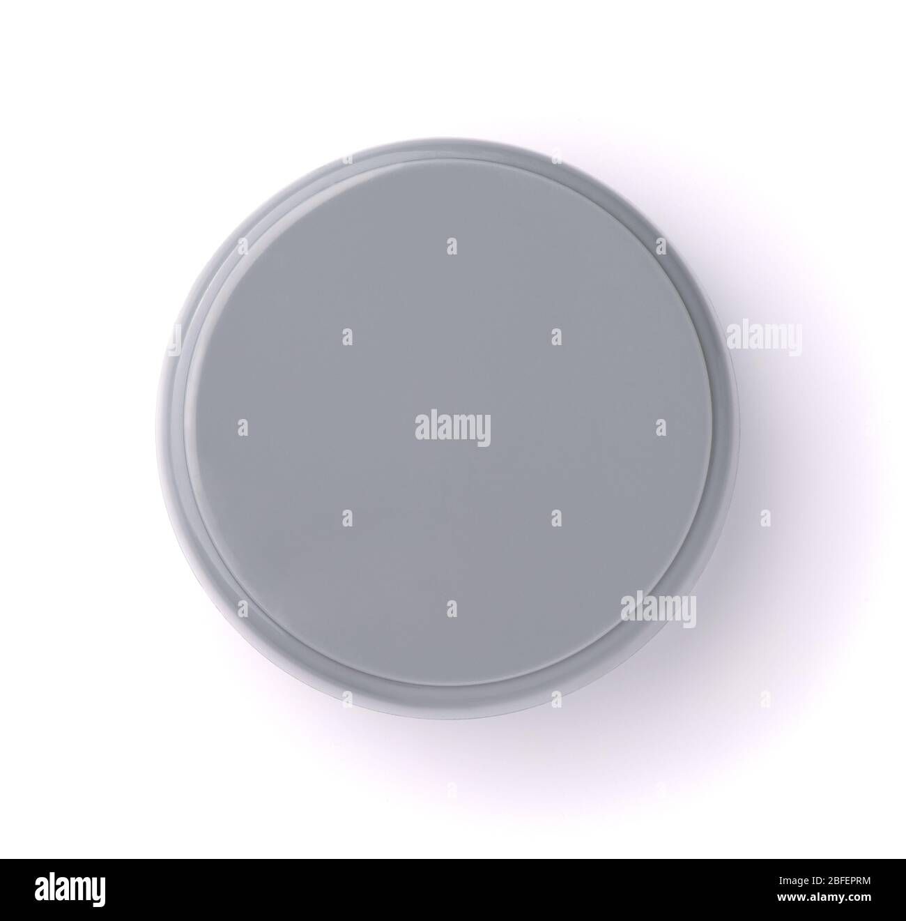 Vista dall'alto del vaso cosmetico bianco grigio isolato su bianco Foto Stock
