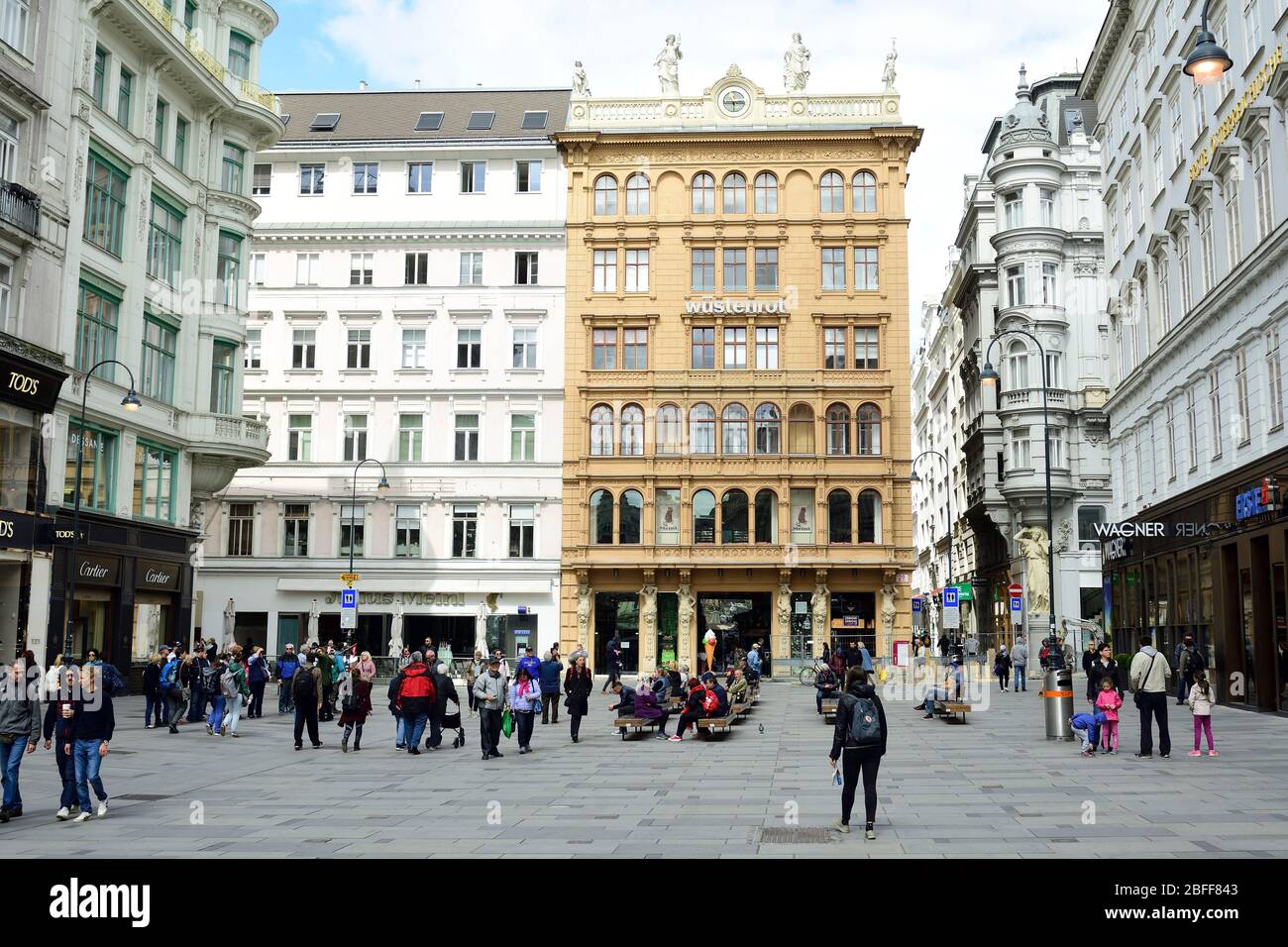 Vienna, Austria. Zona pedonale sul Graben nel primo distretto di Vienna Foto Stock