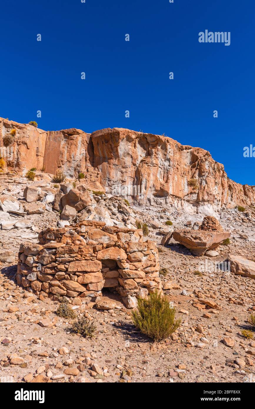 Abbandonata Fattoria Patahuasy, Andean Puna, Susques, Dipartimento Jujuy, Argentino, America Latina Foto Stock