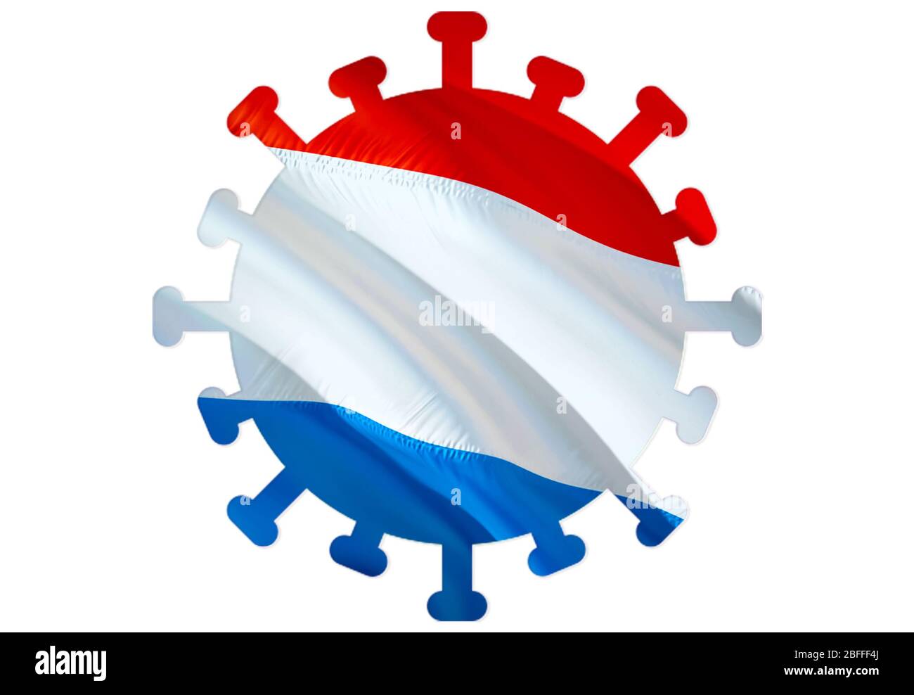 Simbolo del coronavirus in Lussemburgo. Nuovo coronavirus (2019-nCoV). Concetto di quarantena del coronavirus. Rischio di coronavirus e infezione in Lussemburgo con Foto Stock