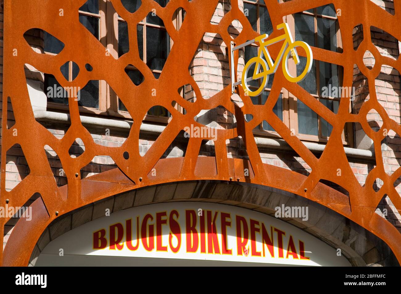 Noleggio biciclette a Bruges, Fiandre Occidentali, Belgio, Europa Foto Stock