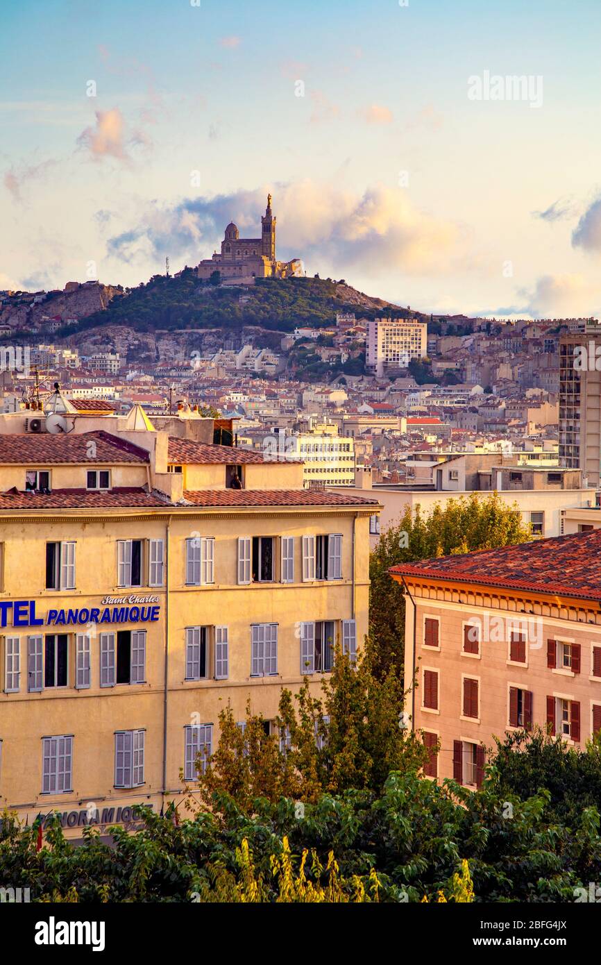 Vista sulla città di Marsiglia, Francia Foto Stock