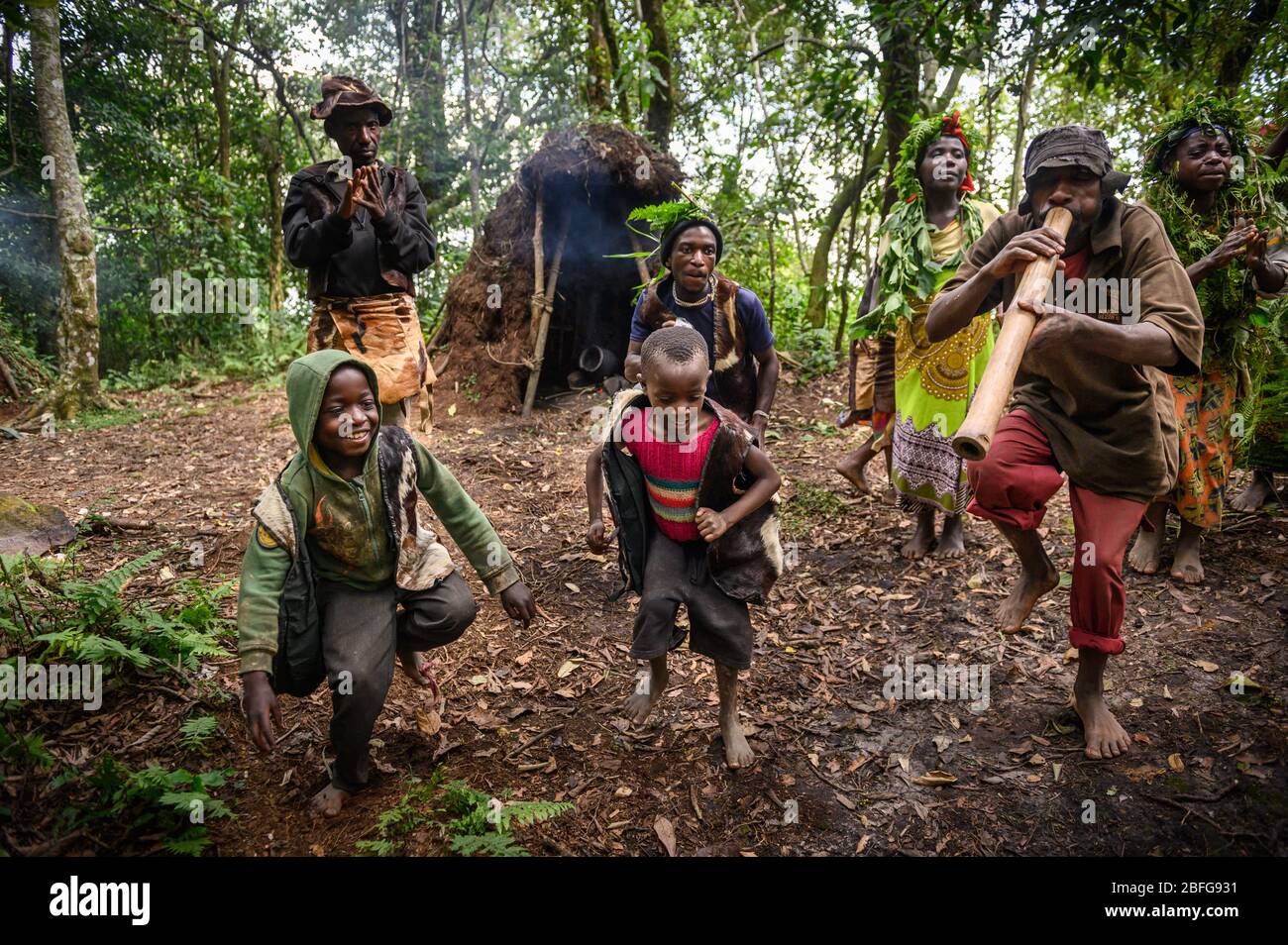 I Pigmei in Uganda. Foto Stock