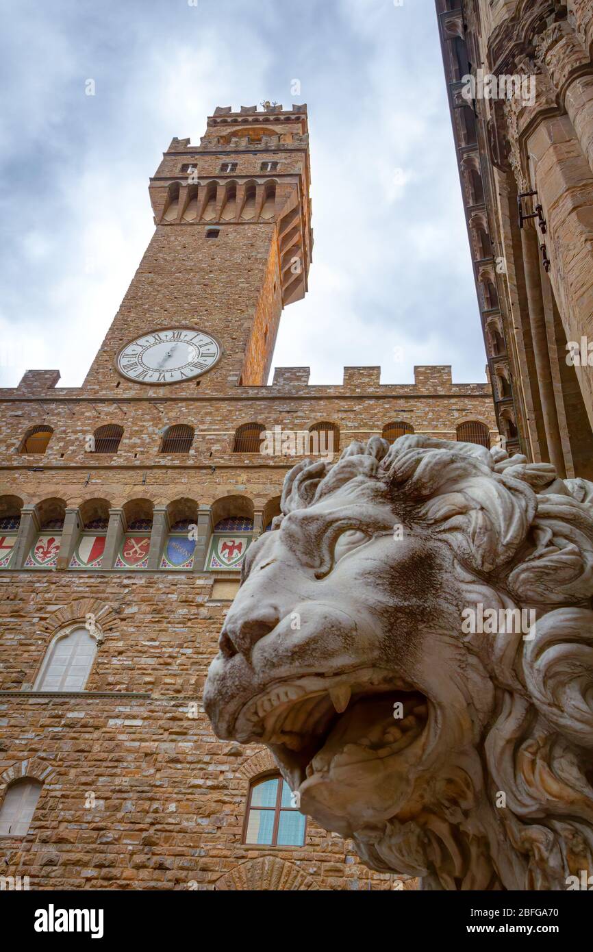 Palazzo Vecchio: Piazza della Signoria, Firenze, italia Foto Stock