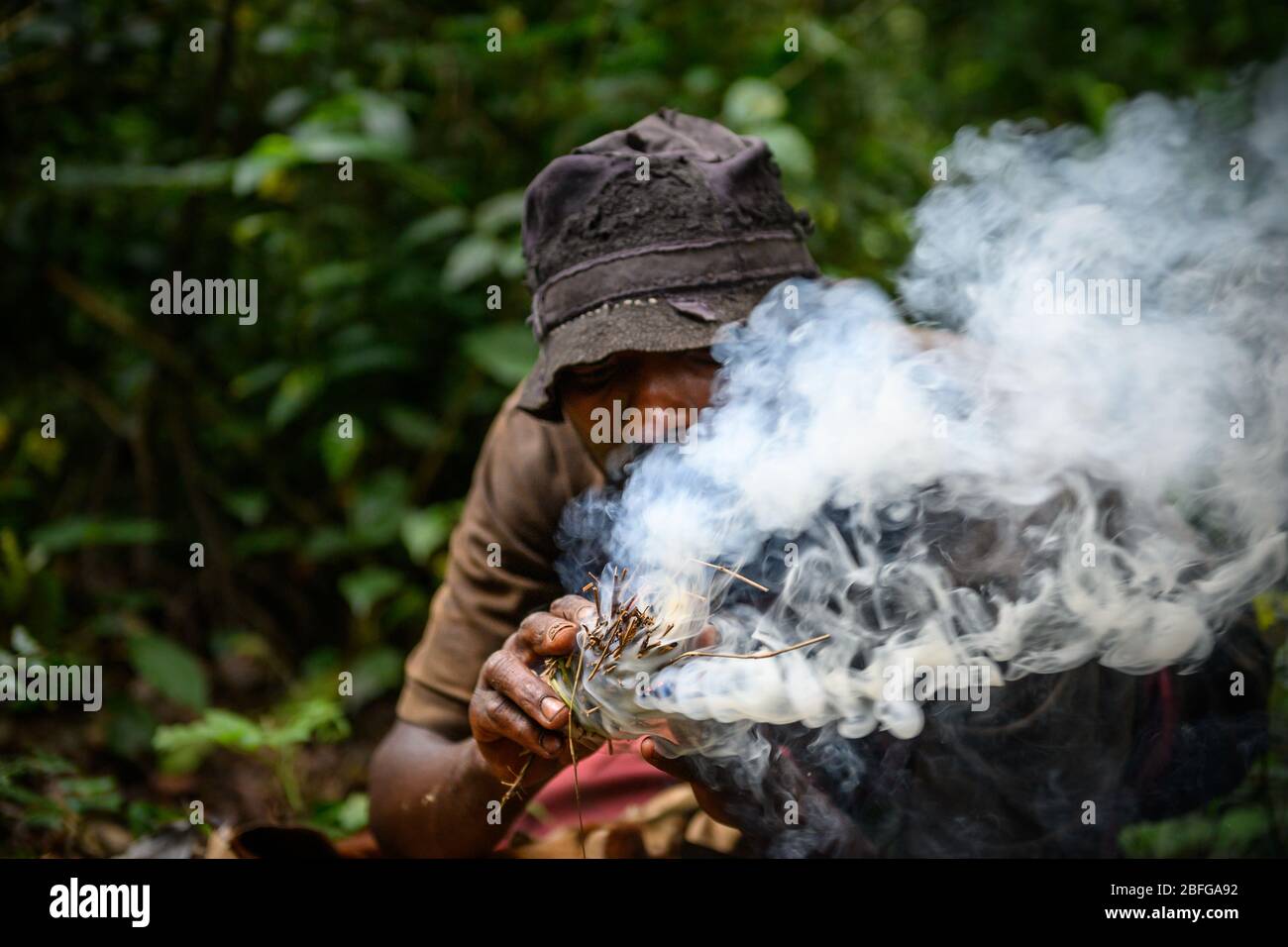 I Pigmei in Uganda. Foto Stock