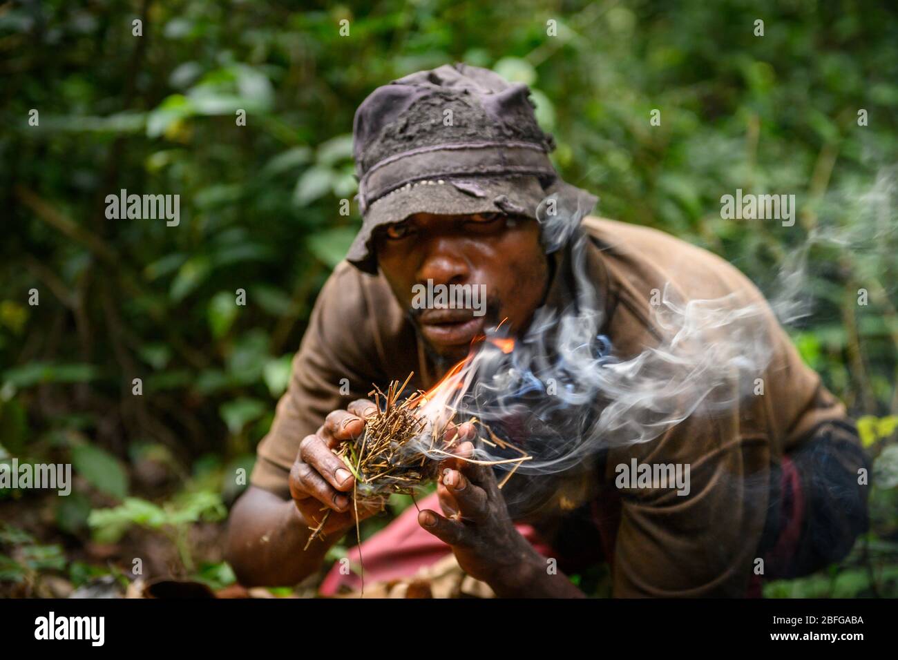 I Pigmei in Uganda. Foto Stock