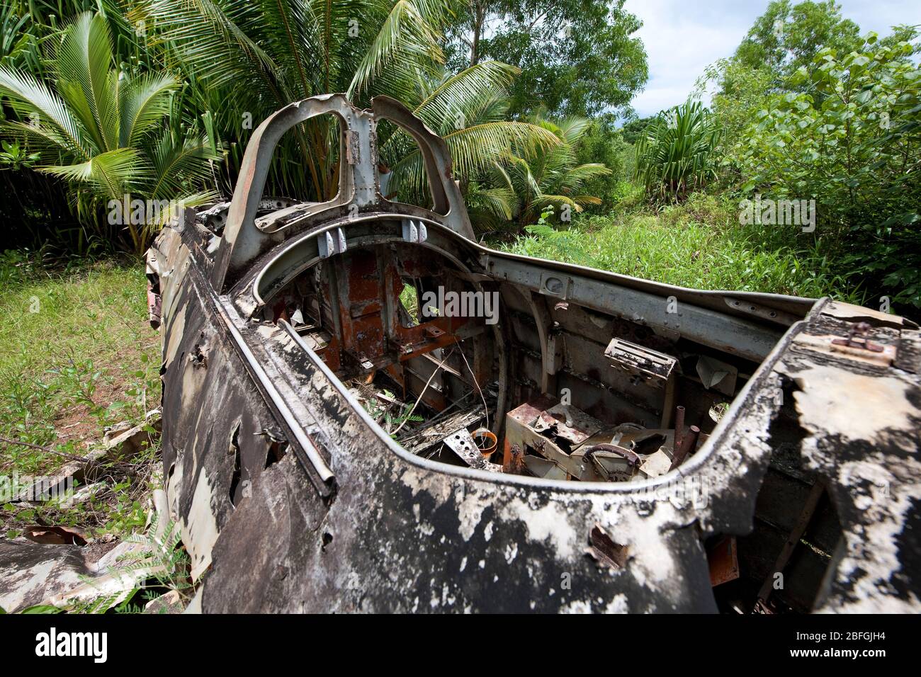 Flugzeugrack Zweiter Weltkrieg, Insel Yap, Pazifik, Südsee, WW II relitto aereo, isola del pacifico, Yap, Micronesia Foto Stock