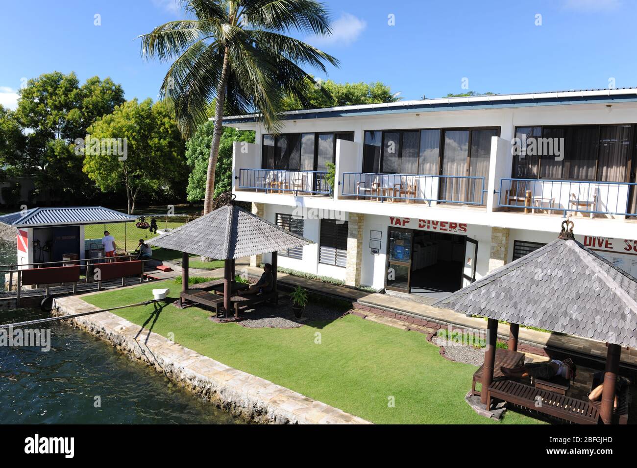 Hotel auf Yap, Hauptstadt Colonia; Pazifik, Föderierte Staaten von Mikronesien Foto Stock