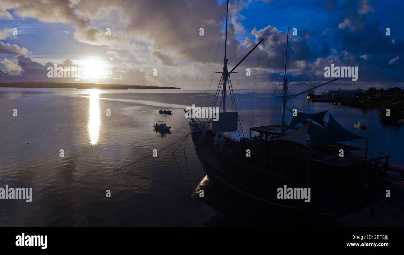 Sonnenaufgang im Pazifik, Yap, Insel Yap, Mikronesien, Pazifik, Südsee, Australien Foto Stock