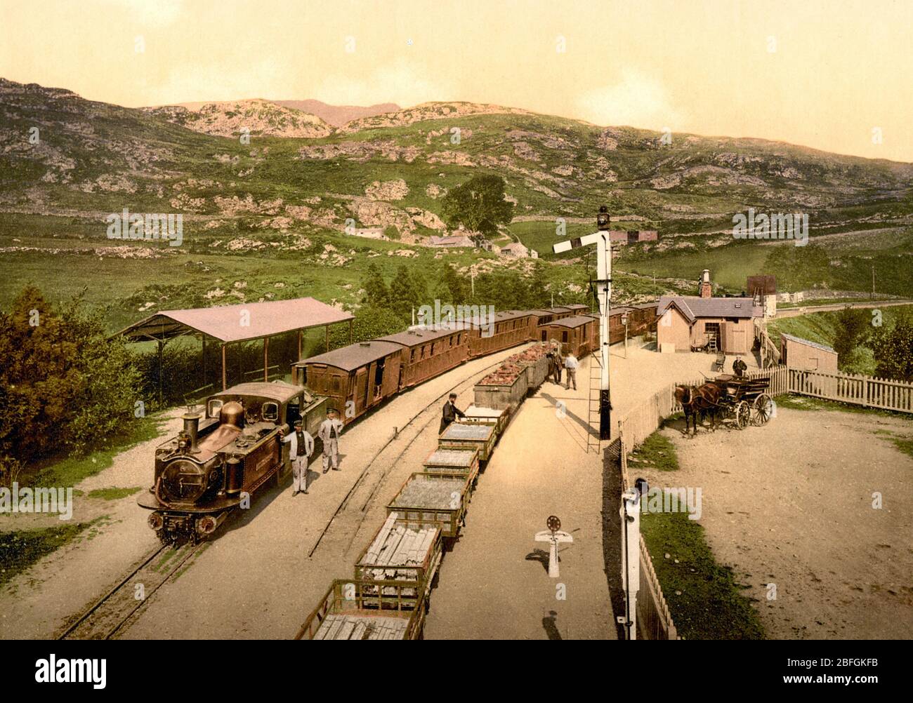 Ferrovia, Tan-y-Bwlch, Festiniog (es Ffestiniog), Galles, circa 1900 Foto Stock