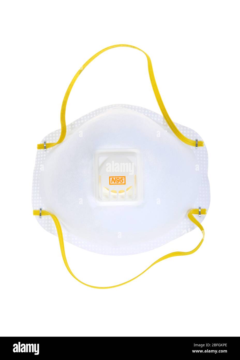Maschera facciale bianca N95 isolata su bianco Foto Stock