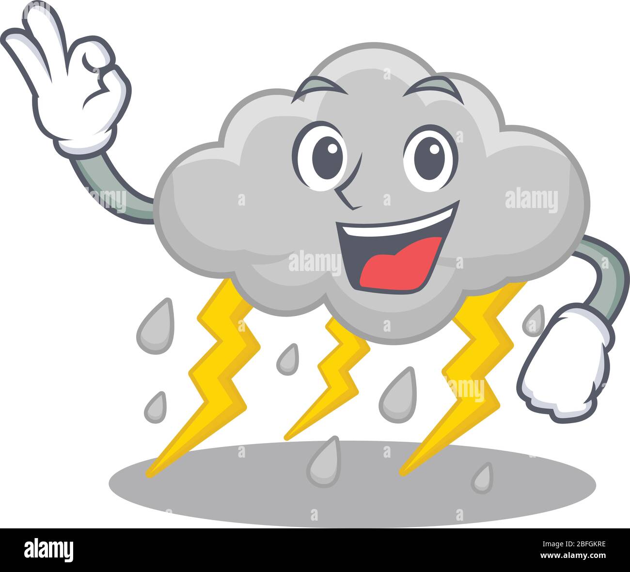 Nuvola stormy mascotte design con un dito gesto okay Illustrazione Vettoriale