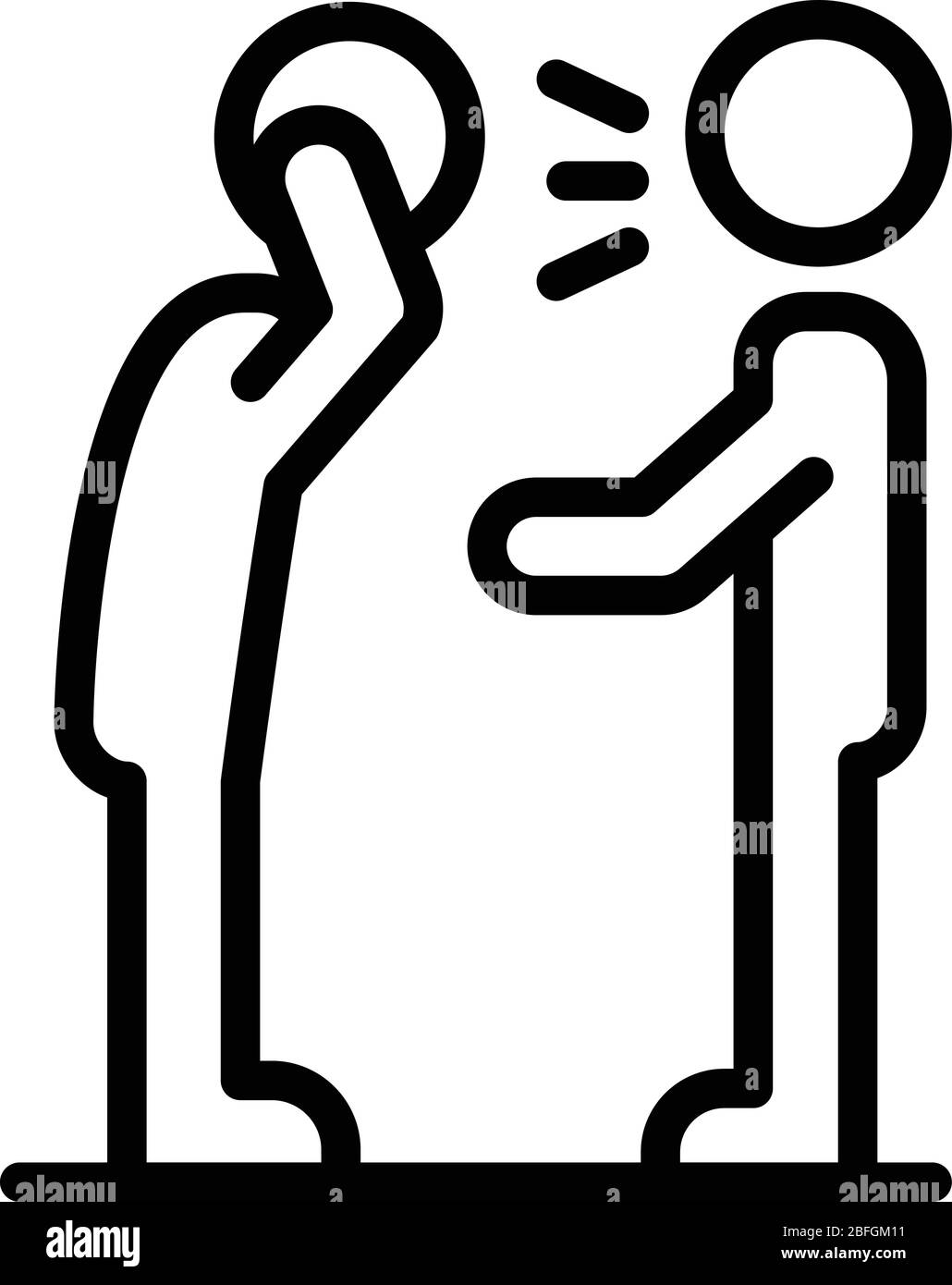 Due uomini tossiscono icona, stile contorno Illustrazione Vettoriale