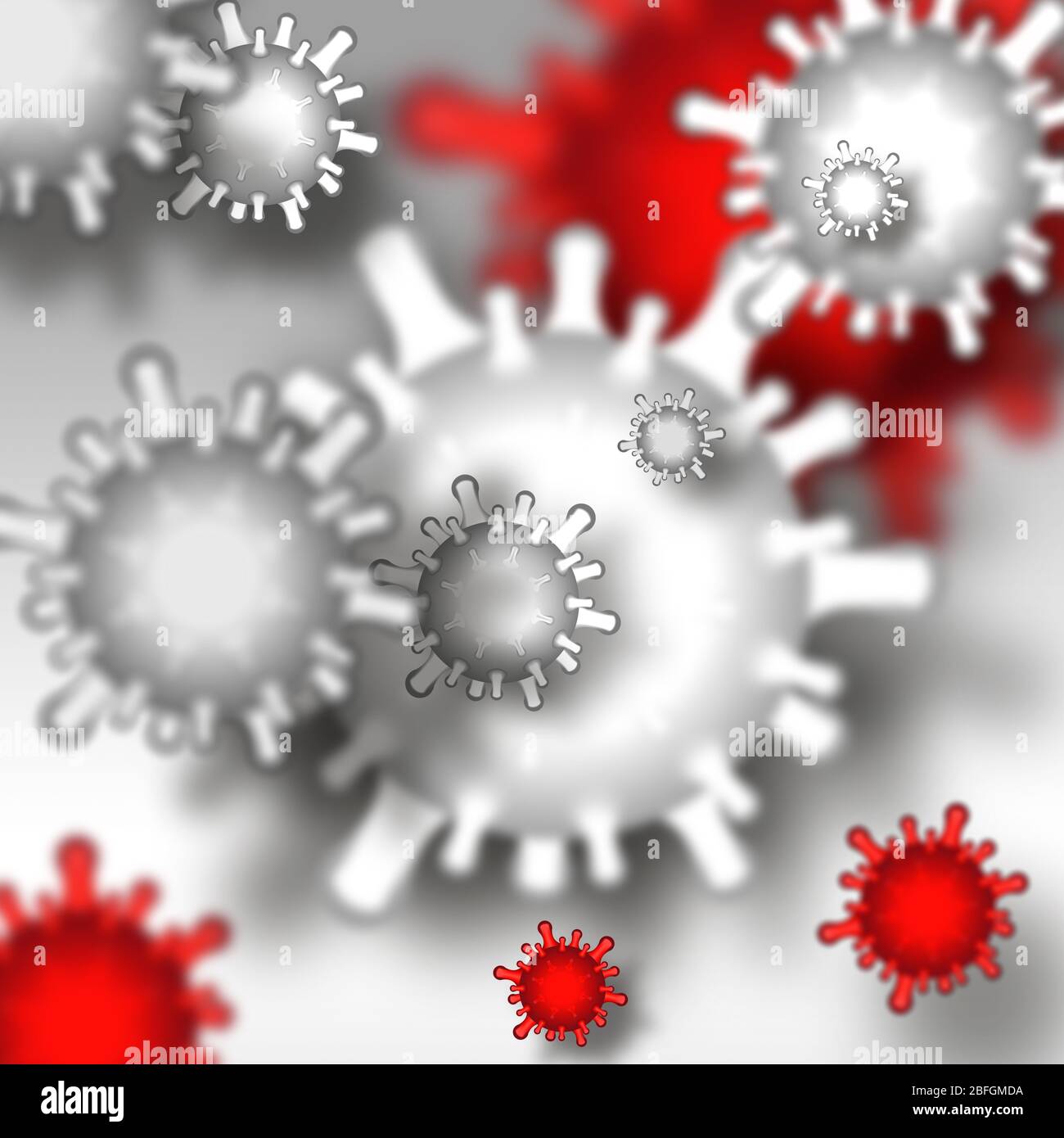 Tema coronavirus sfondo quadrato raster su bianco Foto Stock