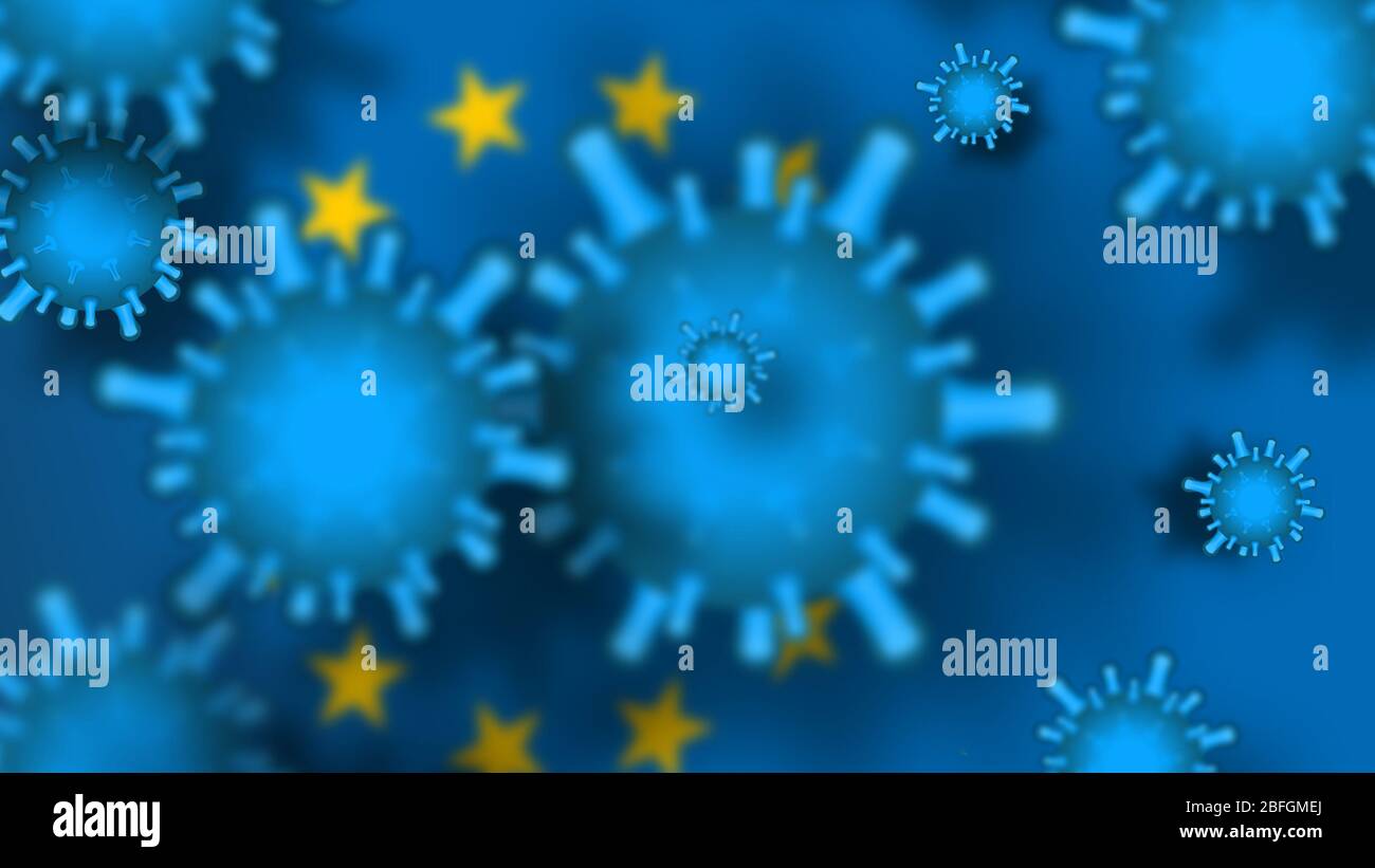 Tema UE del coronavirus. Sfondo raster con flag Foto Stock