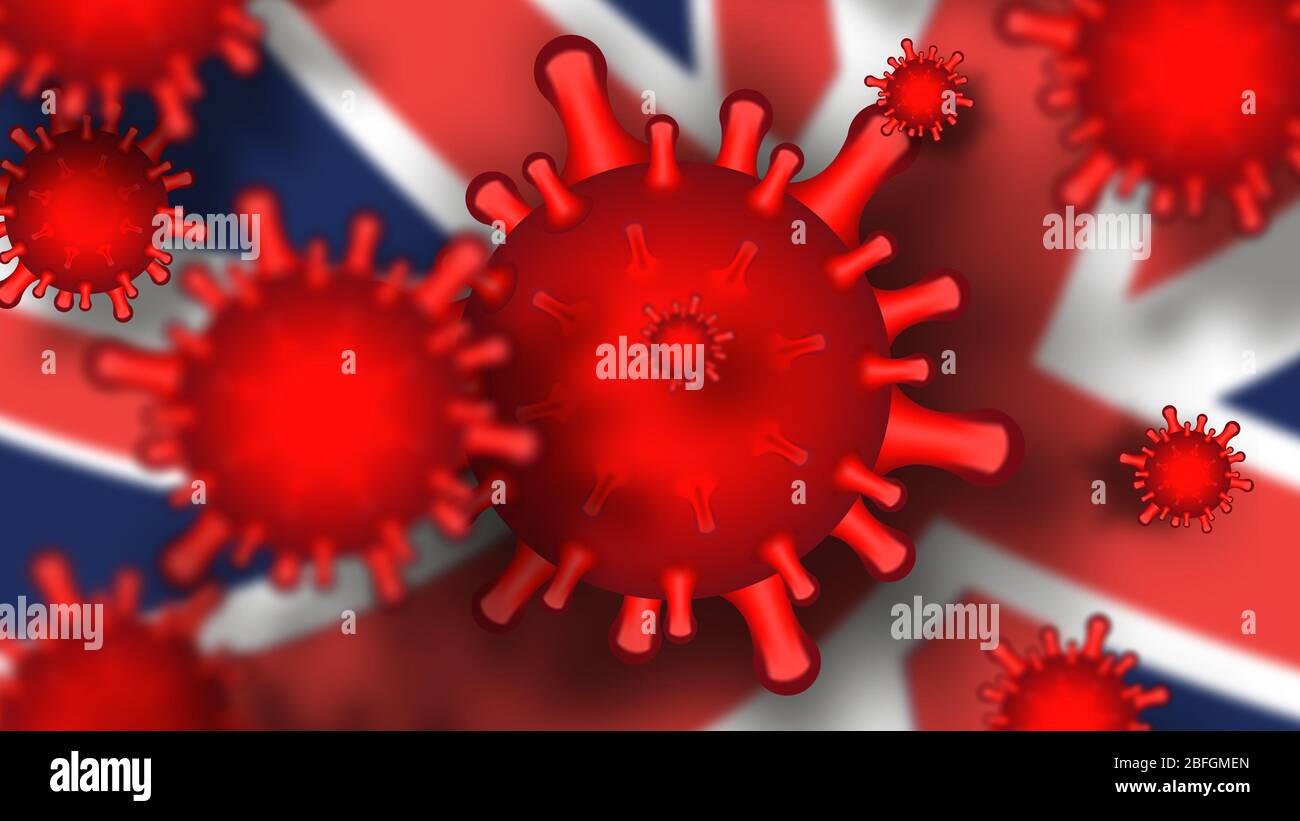 Tema Coronavirus UK. Sfondo raster con flag Foto Stock
