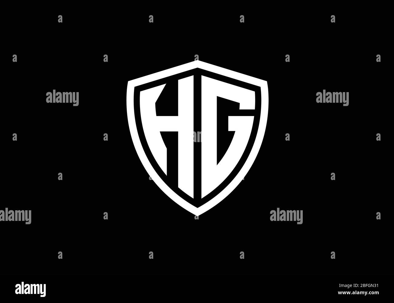 Modello vettoriale per il disegno del logo HG della lettera del monogramma iniziale. HG Letter Logo Design Illustrazione Vettoriale