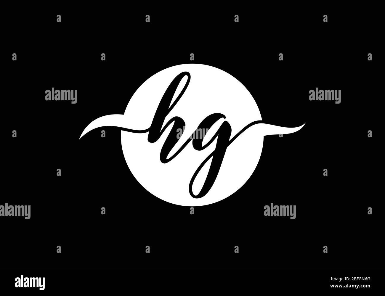 Modello vettoriale per il disegno del logo HG della lettera del monogramma iniziale. HG Letter Logo Design Illustrazione Vettoriale