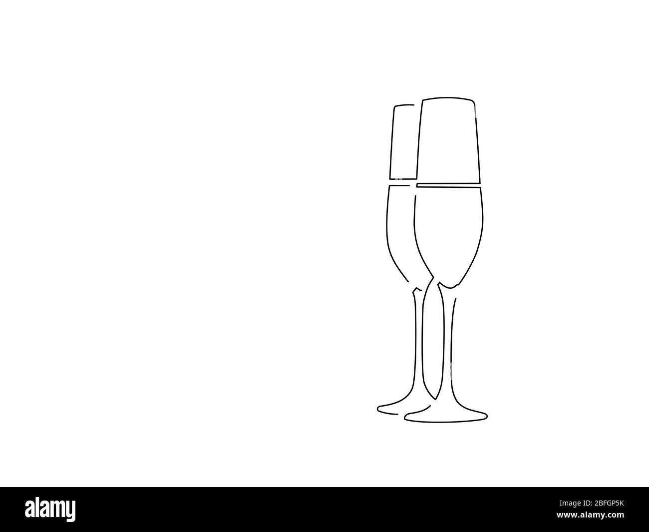 Disegno a linee isolate di nuovo anno, disegno di illustrazioni vettoriali. Illustrazione Vettoriale