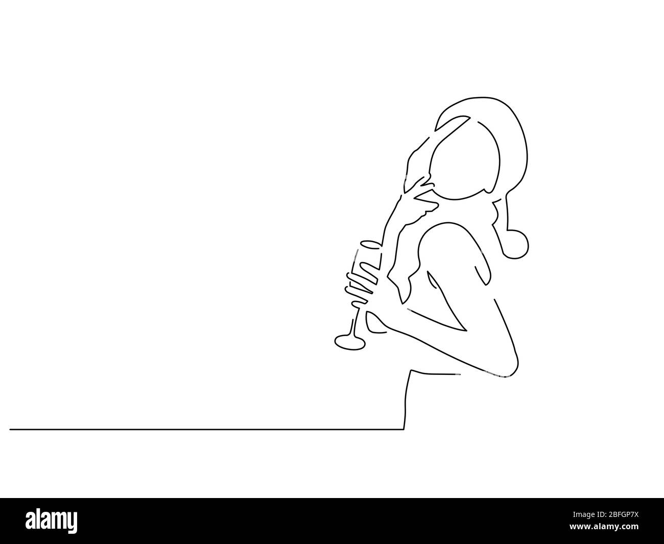 Disegno a linee isolate di nuovo anno, disegno di illustrazioni vettoriali. Illustrazione Vettoriale