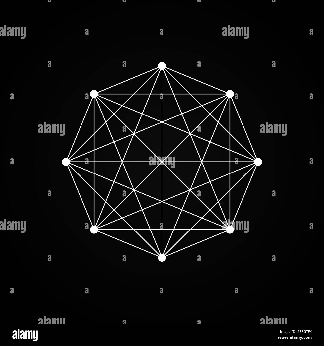 Simbolo spirituale bianco astratto geometria su sfondo nero. Design semplice per magici mestieri. Illustrazione di un vettore. Illustrazione Vettoriale