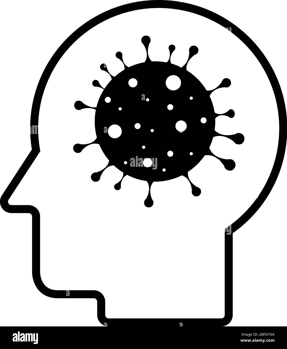 Pensare a Coronavirus e concetto di quarantena. Illustrazione di vettori isolati di nuovo coronavirus (2019-nCov). Covid19. Illustrazione Vettoriale