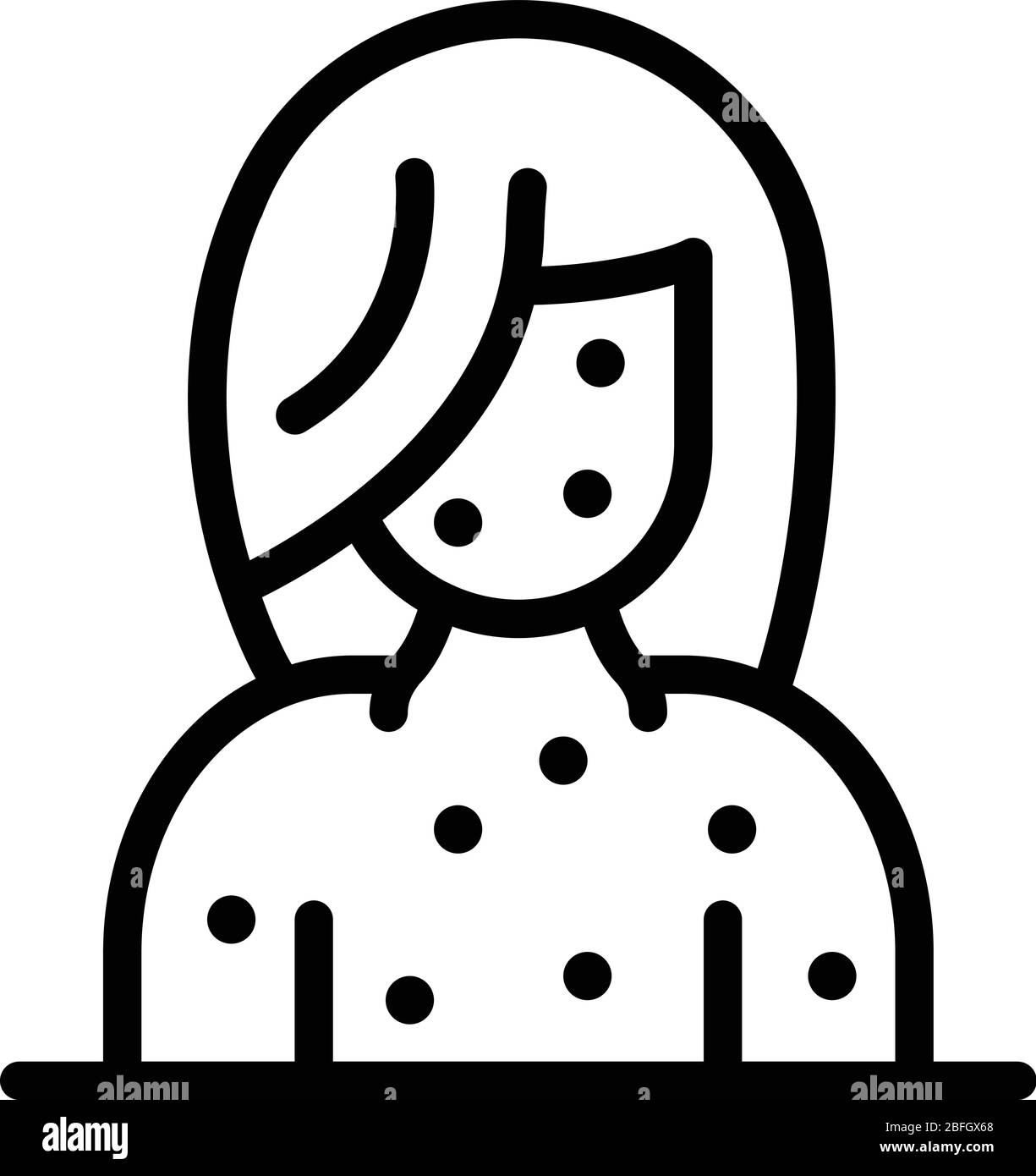 Icona di pollo pox donna, stile contorno Illustrazione Vettoriale