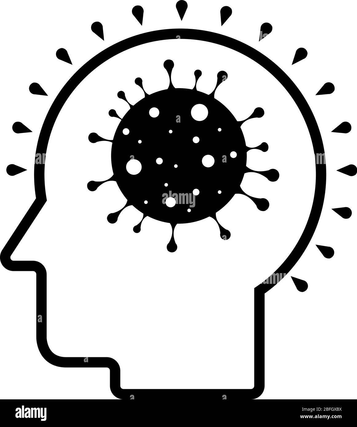 Pensare a Coronavirus e concetto di quarantena. Illustrazione di vettori isolati di nuovo coronavirus (2019-nCov). Covid19. Illustrazione Vettoriale