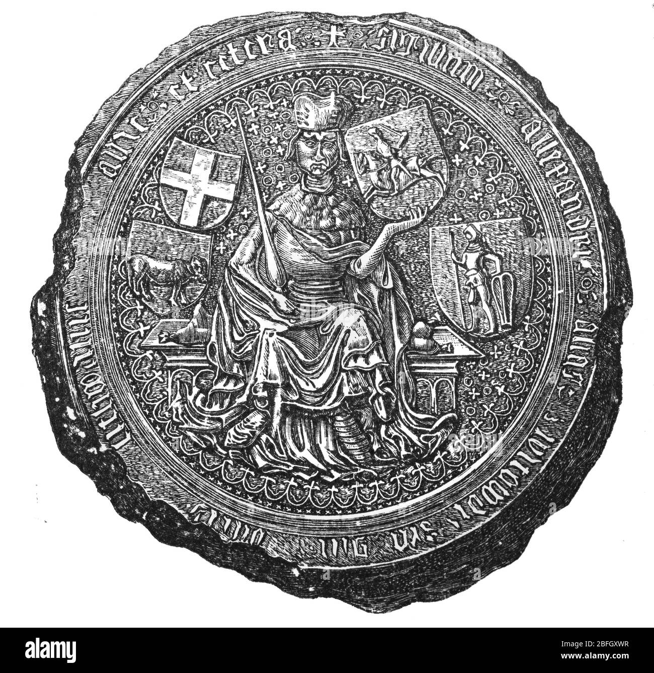 Sigillo di Vytautas il Grande, Granduca di Lituania, 15 ° secolo, illustrazione da libro datato 1916 Foto Stock