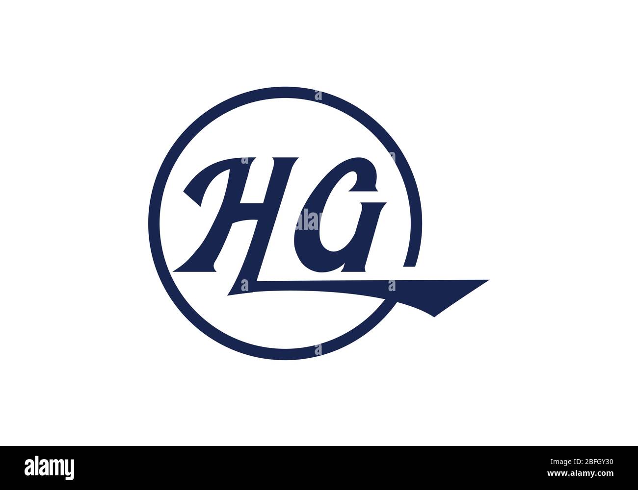 Modello vettoriale per il disegno del logo HG della lettera del monogramma iniziale. HG Letter Logo Design Illustrazione Vettoriale